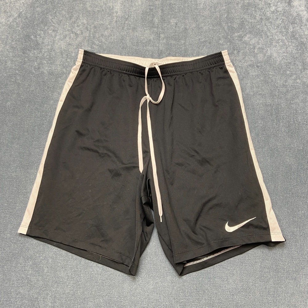 Nike Dri Fit Running Shorts Mens XL Black White Swoosh Logo Training Sports